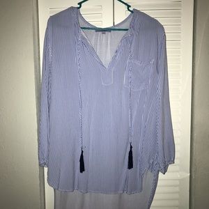 Blue and White Stripped Blouse XL